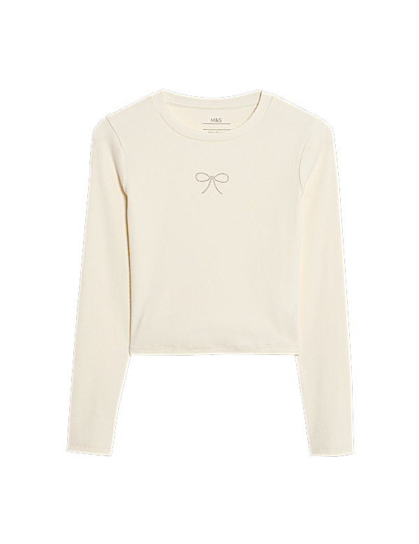 Cotton Rich Slogan Ribbed Top (6-16 Yrs)