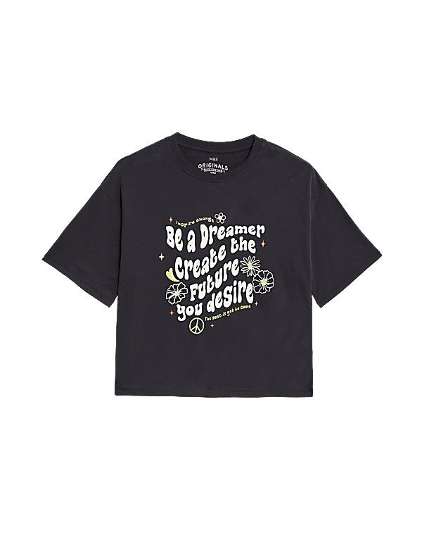 Pure Cotton Slogan T-Shirt (6-16 Yrs)