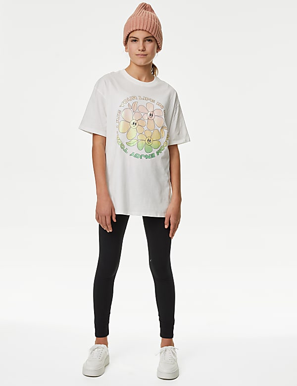 Pure Cotton Floral Graphic T-Shirt (6-16 Yrs) - CA