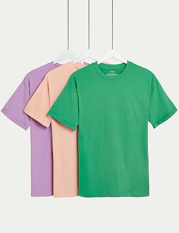 3pk Pure Cotton Plain T-Shirts (6-16 Yrs) - VN