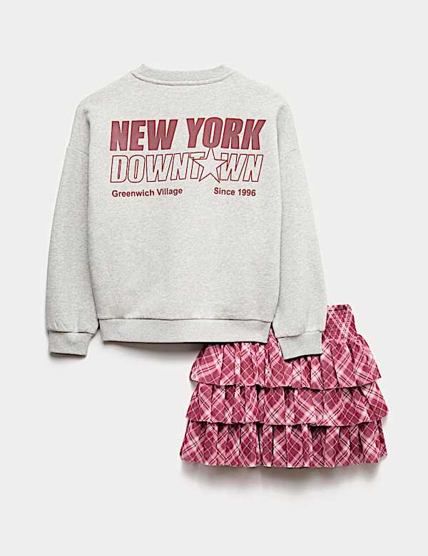 Conjunto de 2 piezas de algodón de sudadera y falda Ra ra (6-16 años) - US