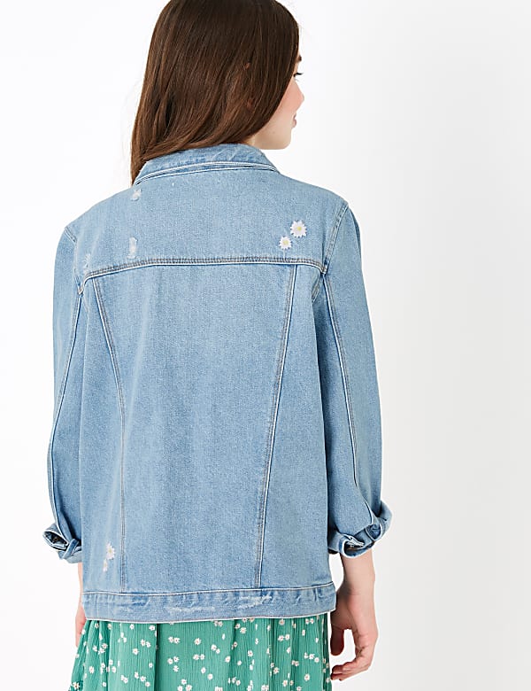 Cotton Denim Embroidered Daisy Jacket (6-16 Yrs)
