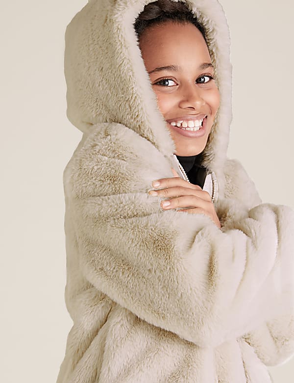 Faux Fur Hooded Coat (6-16 Yrs)