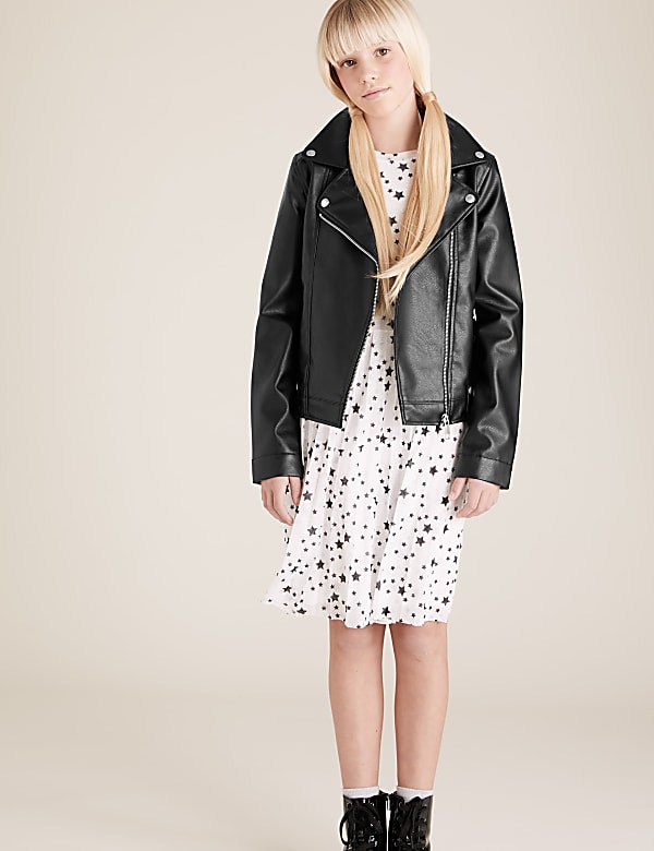 Faux Leather Biker Jacket (6-16 Yrs)