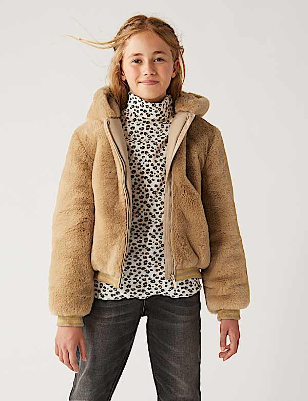 Faux Fur Hooded Bomber