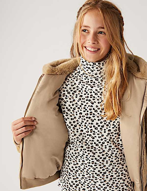 Faux Fur Hooded Bomber