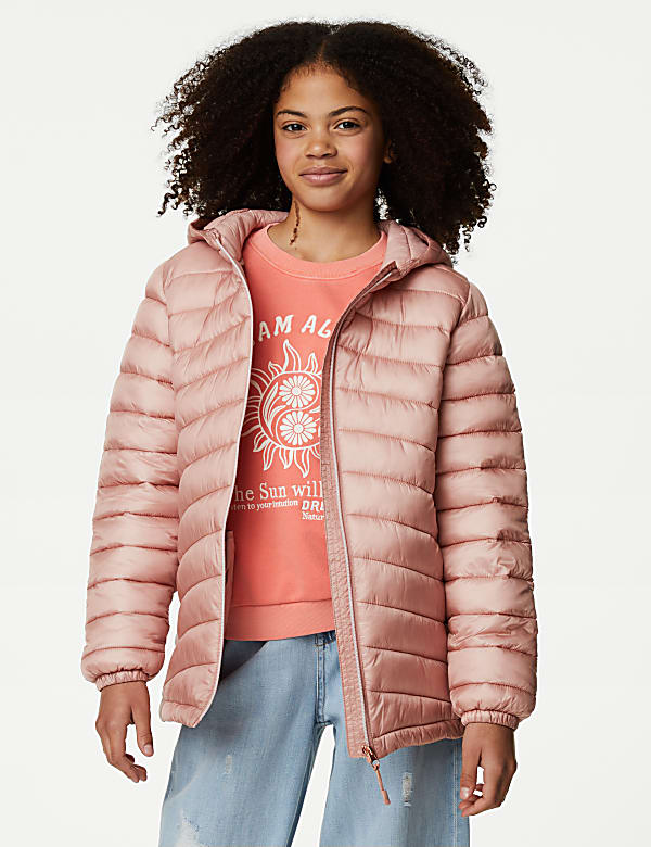 Lightweight padded hooded jacket hot sale