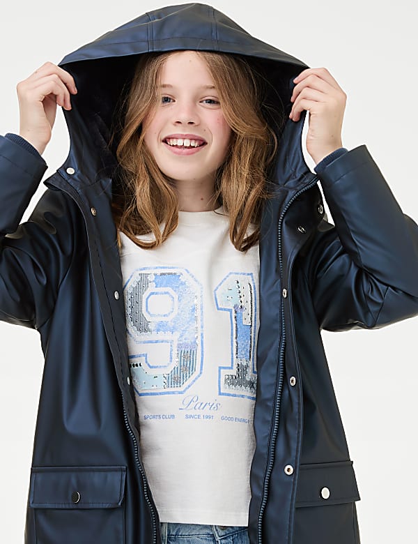 Faux fur lined raincoat top