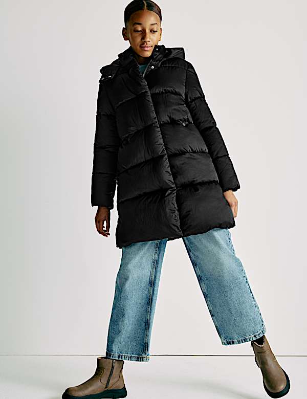 מעיל מרופד בגזרה ארוכה עם קפוצ'ון (16-6 שנים) - IL