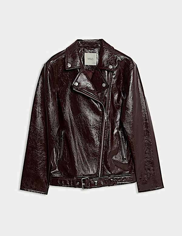 Gloss Faux Leather Biker Jacket (6-16 Yrs) - KR