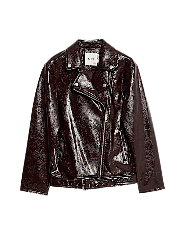 Faux Leather Patent Biker Jacket (6-16 Yrs)