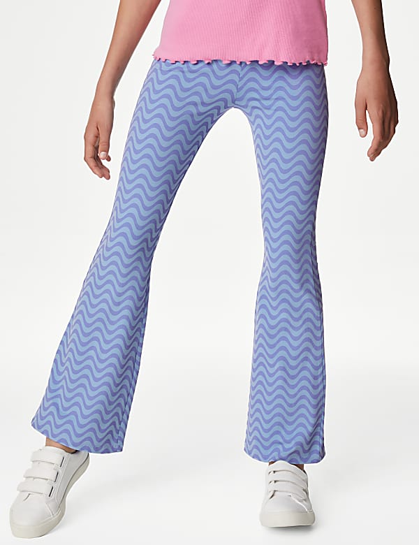 Cotton Rich Wave Print Flared Leggings (6-16 Yrs)