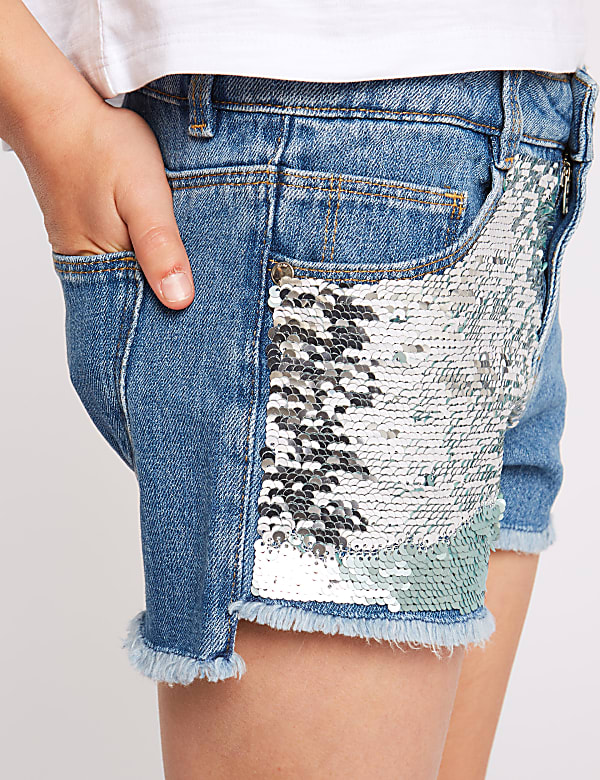 Pure Cotton Sequin Shorts (3-16 Years)