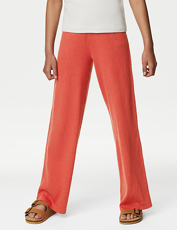 Cotton Blend Wide Leg Trousers (6-16 Yrs)