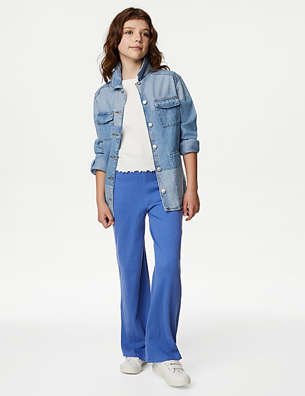 Cotton Blend Wide Leg Trousers (6-16 Yrs)