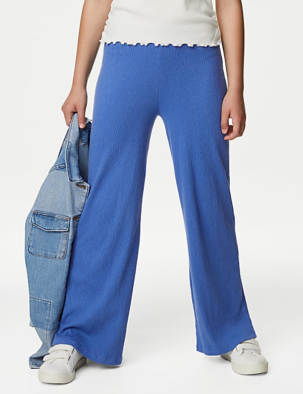 Cotton Blend Wide Leg Trousers (6-16 Yrs)