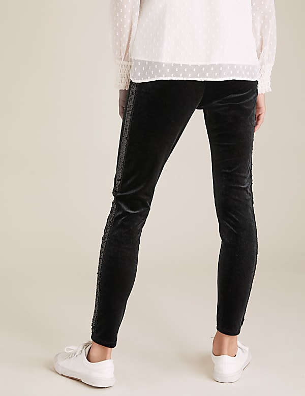Velvet Sequin Side Stripe Leggings (6-16 Yrs)
