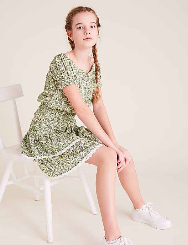 Floral Print Tiered Skirt (6-16 Yrs)