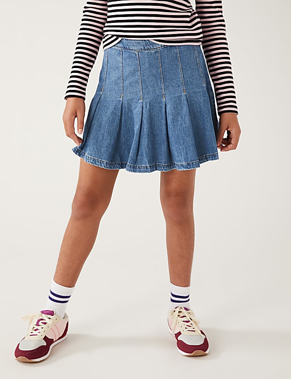Denim Pleated Skirt (6-16 Yrs)