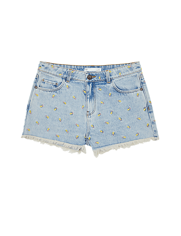 Lemon Embroidered Denim Shorts (6-16 Yrs)