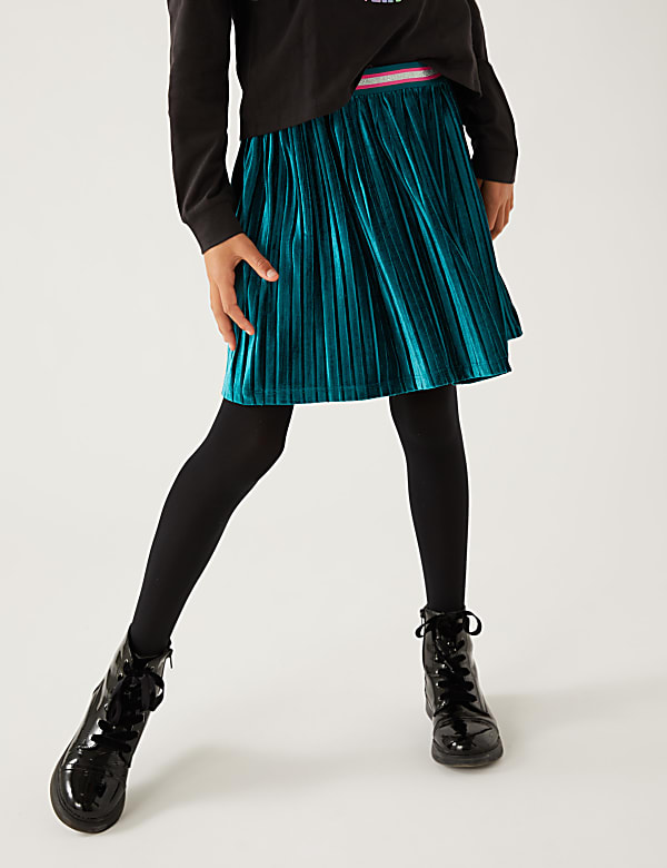 Velvet Pleated Skirt