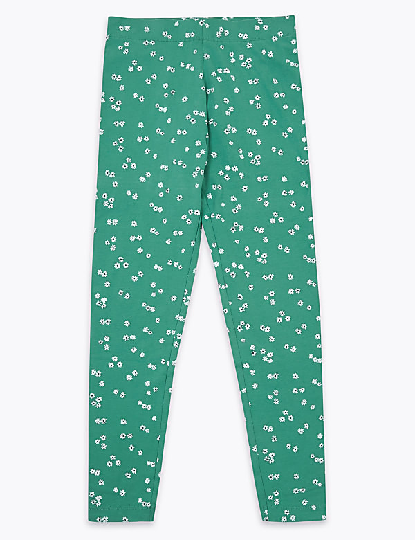 Katoenrijke legging met speelse bloemenprint (6-16 jaar) - BE