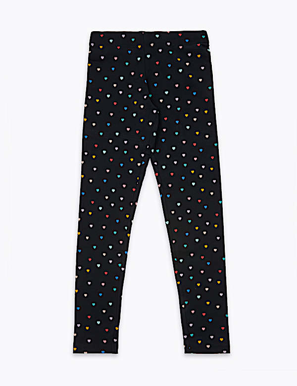 Cotton Rich Heart Print Leggings (6-16 Yrs) - CA