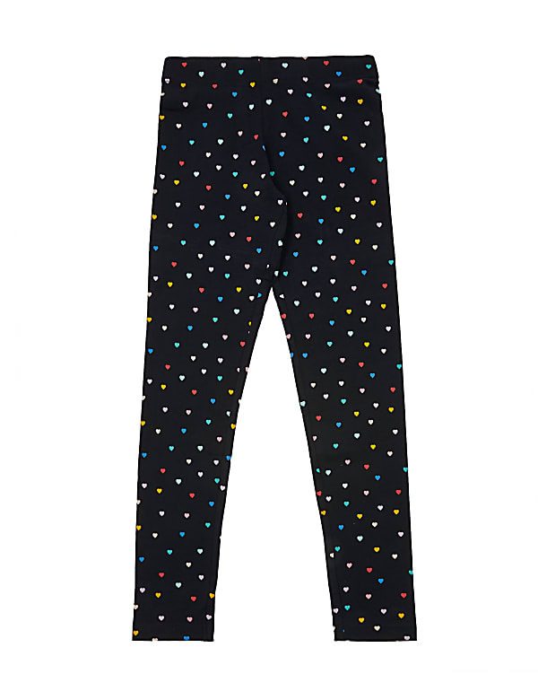 Cotton Rich Heart Print Leggings (6-16 Yrs)