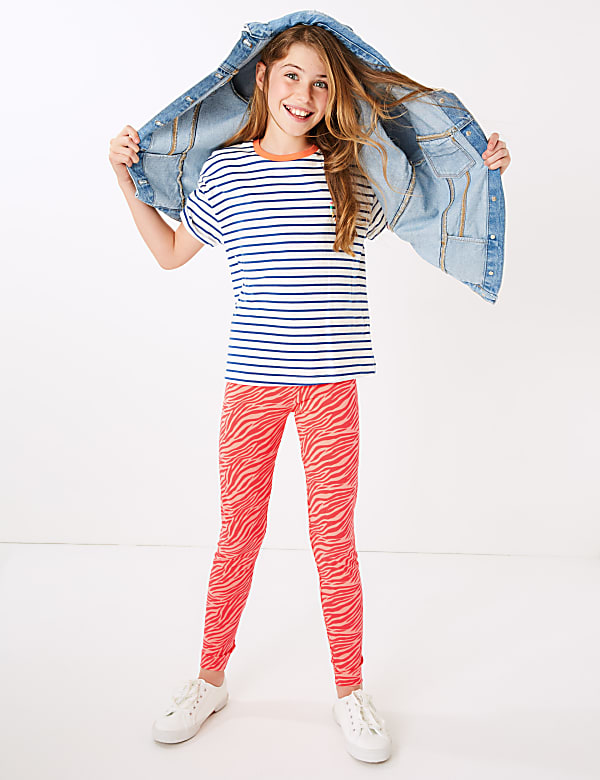 Cotton Rich Zebra Print Leggings (6-16 Yrs)
