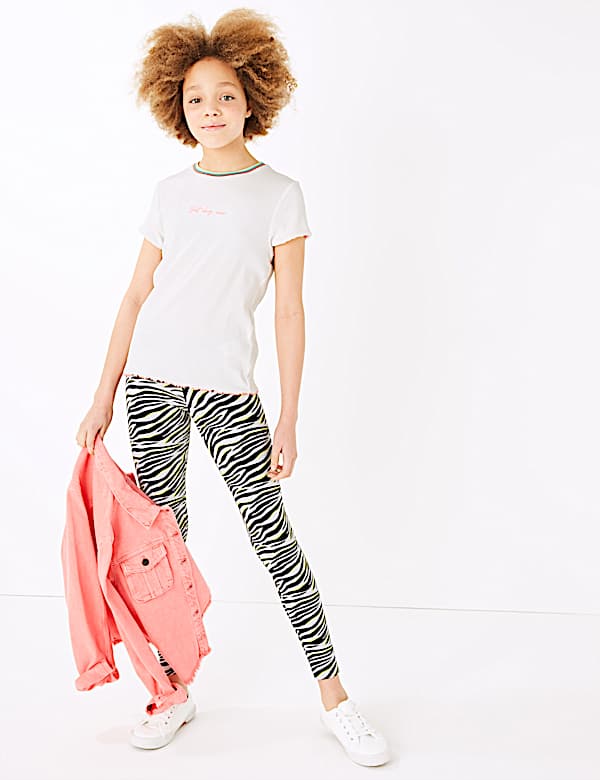 Cotton Rich Zebra Print Leggings (6-16 Yrs)