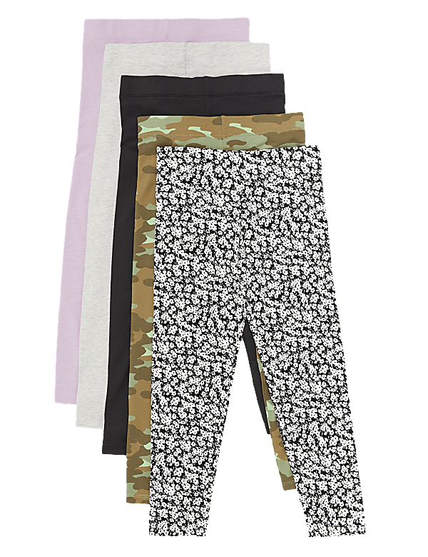 5pk Cotton Patterned Leggings