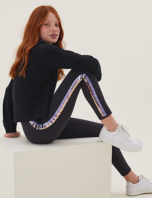 Buy Sequin Side Stripe Slogan Leggings 6 16 Yrs at Marks Spencer