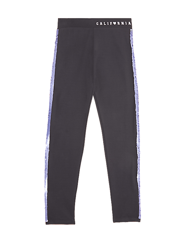 Sequin Side Stripe Slogan Leggings (6-16 Yrs)