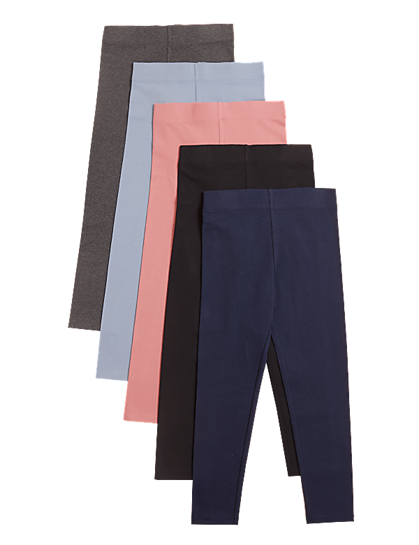 5pk Cotton Rich Leggings (6-16 Yrs)