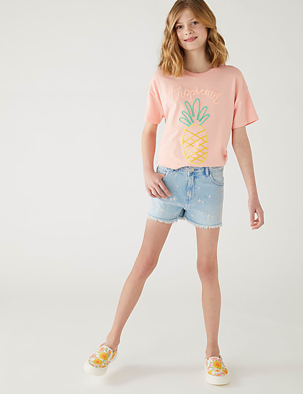 Denim Embroidered Shorts (6-16 Yrs) - MY