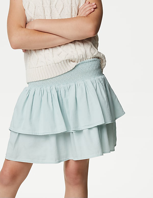Pure Cotton Shirred Skirt (6-16 Yrs)