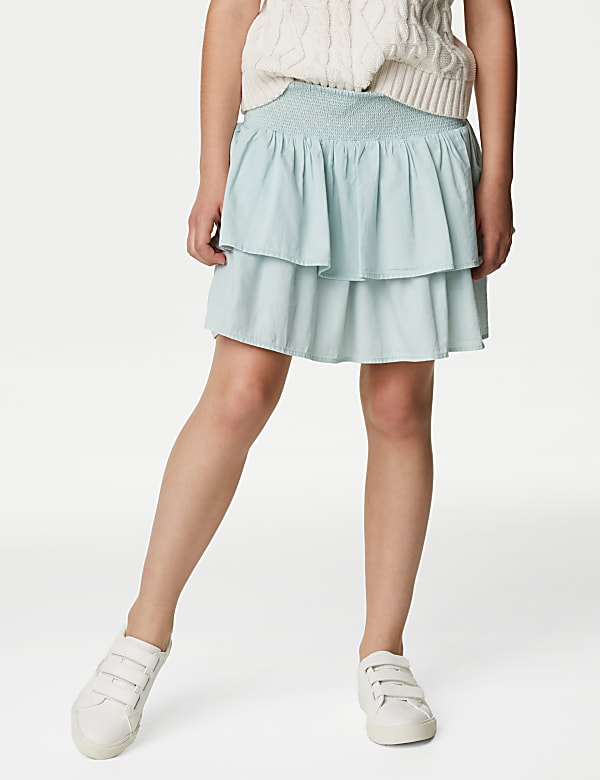 Pure Cotton Shirred Skirt (6-16 Yrs)