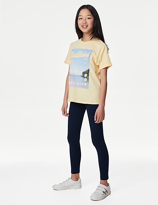 2pk Cotton Rich Leggings (6-16 Yrs) - AT