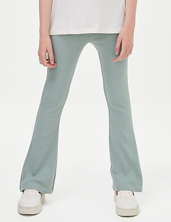 Cotton Rich Ribbed Flared Trousers (6-16 Yrs)