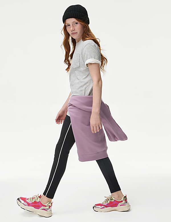 Cotton Rich Side Stripe Leggings (6-16 Yrs) - JE