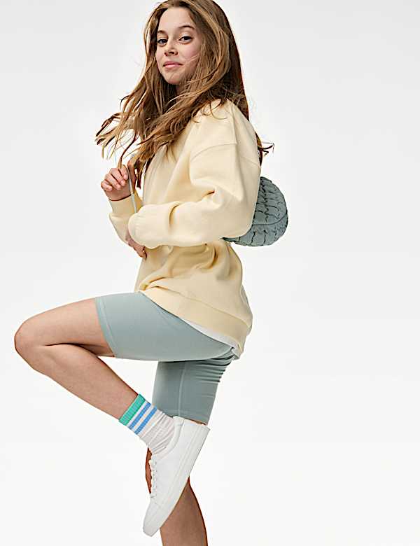 Katoenrijke korte fietsbroek (6-16 jaar) - NL