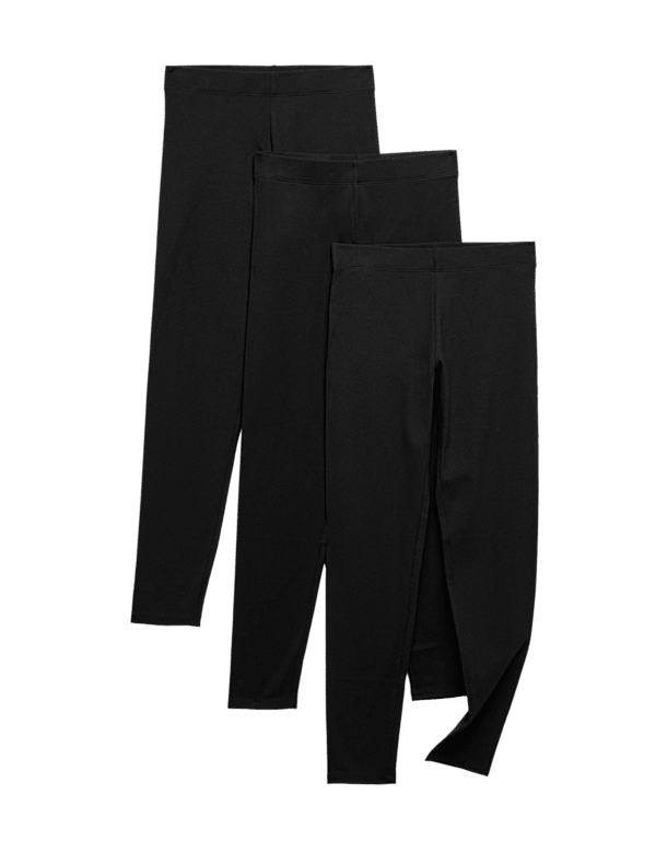 3 Pack Cotton Rich Plain Leggings (6-16 Yrs)