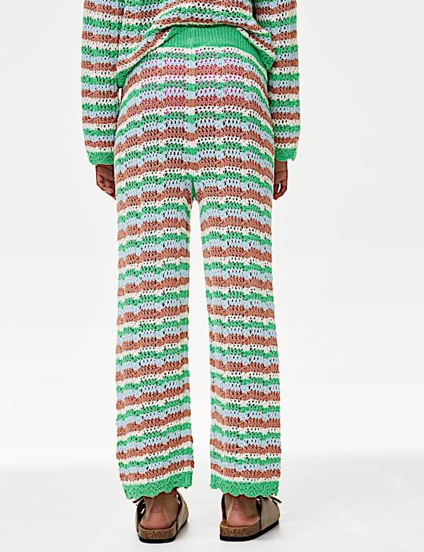 Cotton Blend Knitted Striped Trousers (6-16 Yrs) - NL