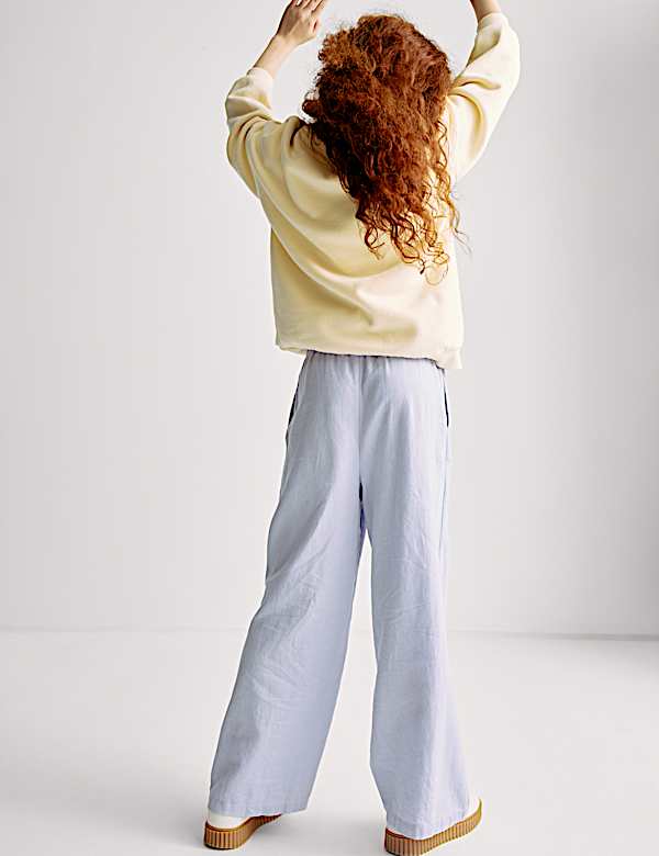 Wide Leg Linen Rich Trousers (6-16 Yrs) - LU