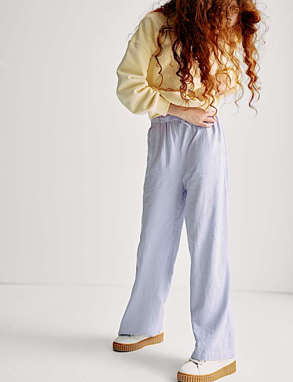 Wide Leg Linen Rich Trousers (6-16 Yrs) - LU
