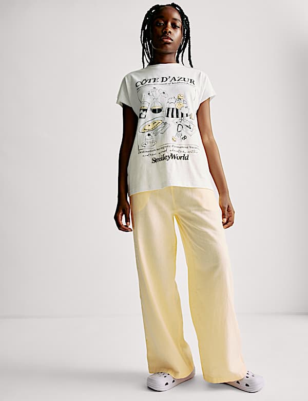 Wide Leg Linen Rich Trousers (6-16 Yrs)