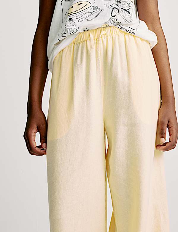 Wide Leg Linen Rich Trousers (6-16 Yrs)