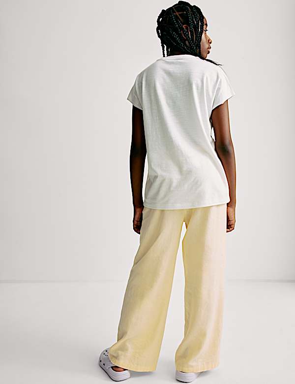 Wide Leg Linen Rich Trousers (6-16 Yrs)