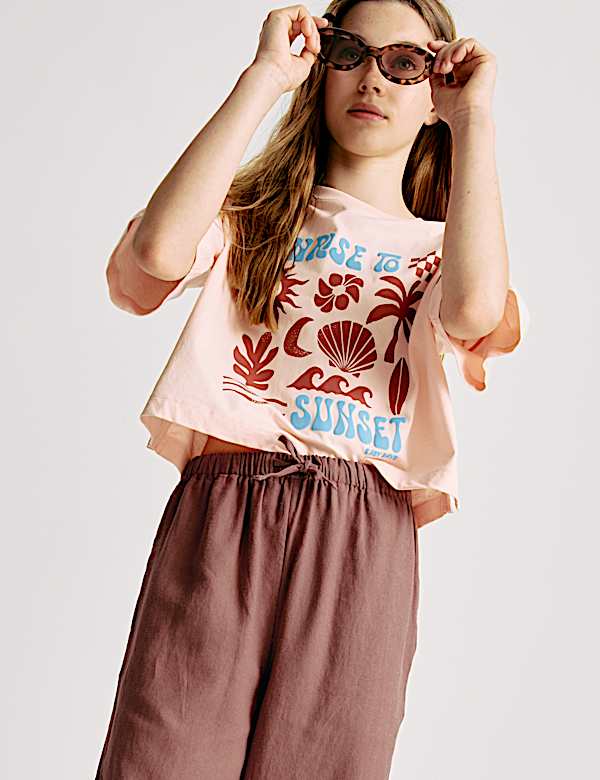 Wide Leg Linen Rich Trousers (6-16 Yrs) - UA