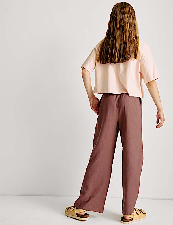 Wide Leg Linen Rich Trousers (6-16 Yrs) - UA